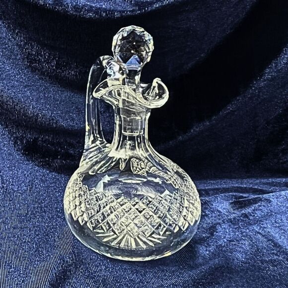 Vintage Lead Crystal Cruet Decanter Mid-Century Diamond-Point Cut Pattern 6.5" - Picture 2 of 7